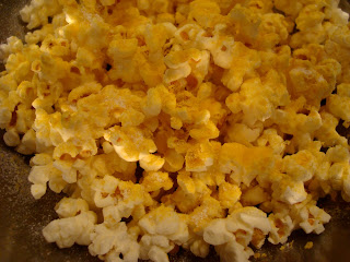 Close up of Nutritional Yeast on popcorn 