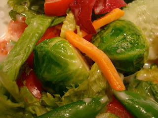 Green salad with vegetables with Homemade Vegan Slaw Dressing