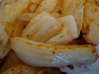 Coconut Ginger Roasted Fennel after coming out of oven