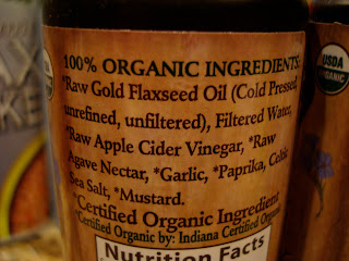 Label of ingredients in Flax Oil Dressing