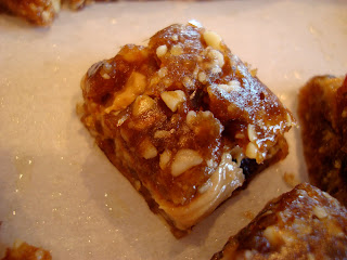 Close up of one Nut Butter Filled Caramel Bites