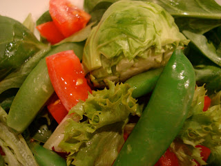 Close up of green salad with vegetables