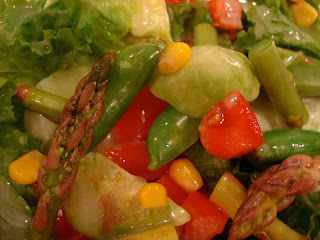 Close up of mixed salad with vegetables