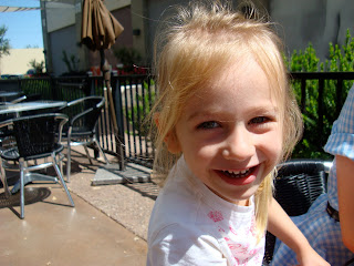 Close up of young girls face while smiling