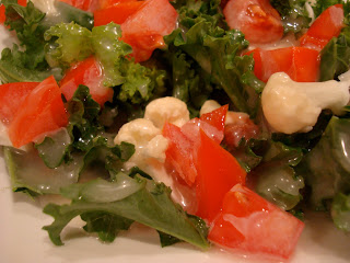 Salad dressed with Vegan Slaw Horseradish Relish Dressing