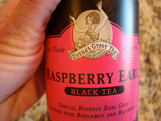 Close up of Raspberry Earl Black Tea label