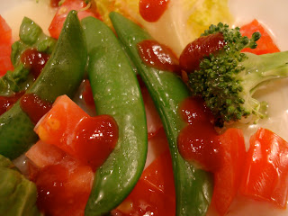 Salad with Vegan Slaw Horseradish Relish Dressing and Ketchup - 57