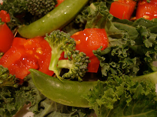 Up close of Kale and Mixed Vegetable Salad