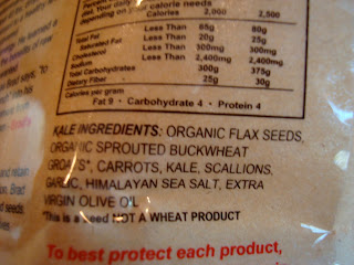 Ingredients on bag of Brad's Raw Chips
