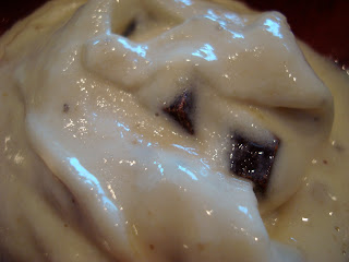Vegan Mint Chocolate Chip Softserve close up showing chunks