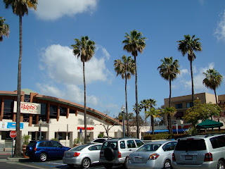 Parking lot with palm trees