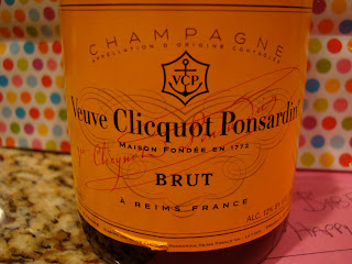 Label on bottle of champagne