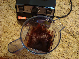 Brownie ingredients after being blended in blender