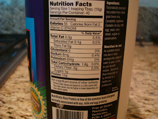 Nutritional label of Vegan Rice Protein