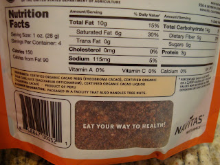 Nutrient label of Cocoa Nibs