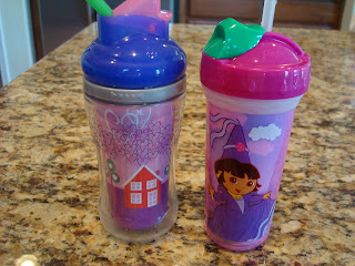 Children's sippy cups full of banana almond agave smoothies - 7