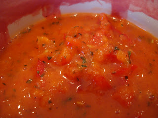 Marinara sauce in bowl ready to be placed in refrigerator