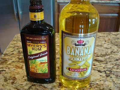 Bottles of Myers's Rum and Banana Schnapps