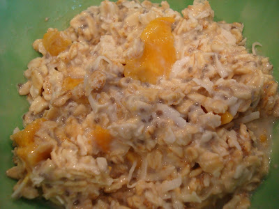 Overnight Chia Seed-Coconut-Mango Soaked Oats  in green bowl - 21