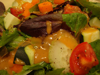 Salad topped with Homemade Peanut Sauce