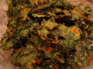 Stack of Kale chips in clear container