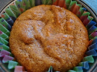 Up close of Banana muffin in muffin liner