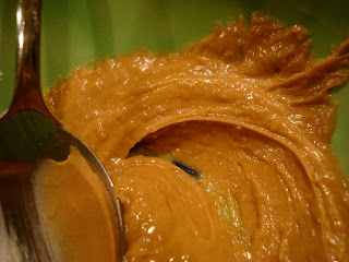 Close up of peanut butter mixture with spoon