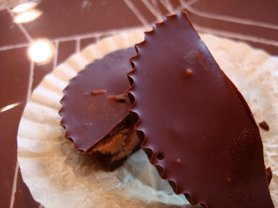One Raw Vegan Peanut Butter Cup sliced in half and stacked - 41