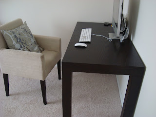 Black desk with cream colored chair - 7