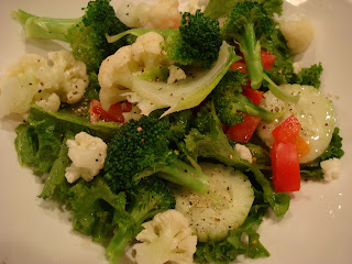Greens and vegetable salad on white plate - 5