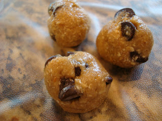 Three Raw Vegan Chocolate Chip Cookie Dough Balls