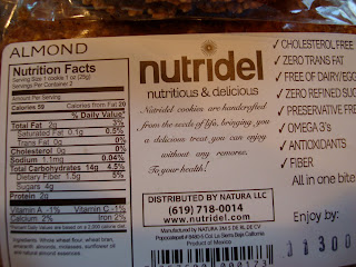 Nutritional Facts on back of Almond Cookie package