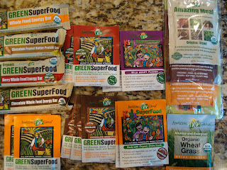 Various Amazing Grass Products on countertop