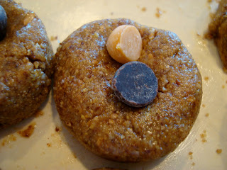 Up close of one Raw Vegan Almond Butter Cookie on white plate