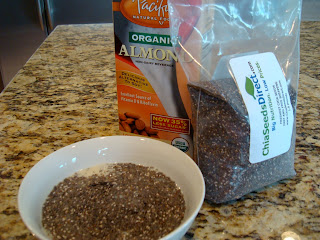 Ingredients to make Holiday Peppermint Chia Seed Pudding in bowl