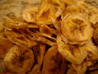 Dehydrated Bananas stacked in container