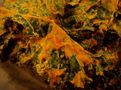 Stacked close up of Kale Chips