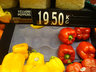 Yellow Peppers price sign