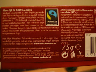 FairTrade symbol on back of chocolate bar