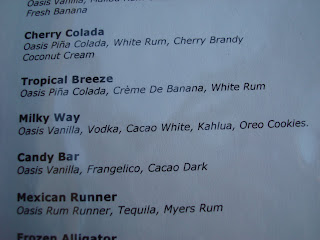 Mixed drink list with descriptions