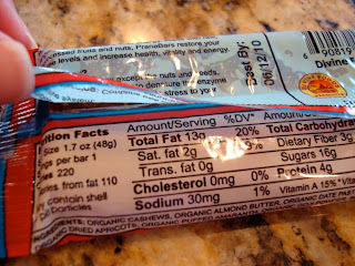 Nutrition Facts on Prana Bar