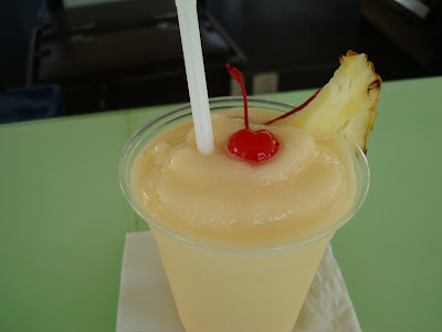 Pina Colada in clear plastic cup