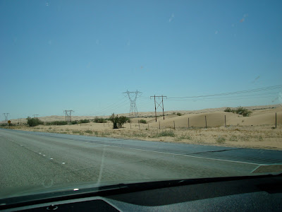 Dessert landscape with power lines 