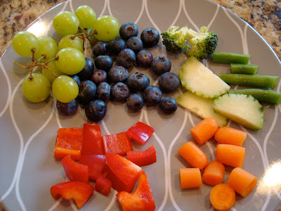 Mixed Fruits and Vegetables on plate