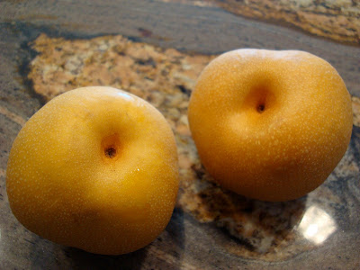 Overhead of two Asian Pears