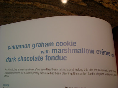 Recipe in book titled Cinnamon Graham Cookie with Marshmallow Creme and dark Chocolate Fondue