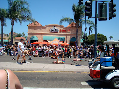 People dancing in street at Gay Pride Parade