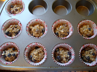 Batter in paper liners in muffin tin