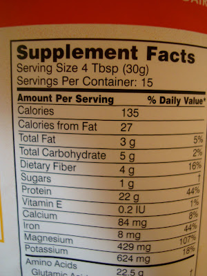Supplement Facts on container