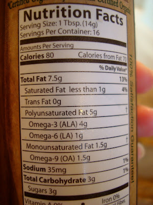 Nutrition Facts on Foods Alive Sweet & Sassy Flax Oil Dressing - 27